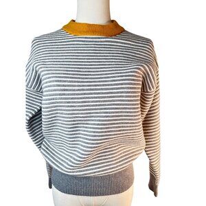 2/$30 Elodie Small Striped Sweater With Gold Collar